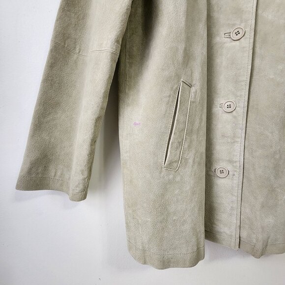 Genuine Leather Sage Green Suede Chore Coat Spring Jacket Coastal Cowgirl Boho - Picture 14 of 16